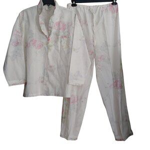 Taylor Linens Crisp Cotton Ruffle Pajama Set Timeless Classic Romantic Nostalgic